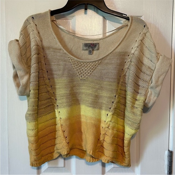 Ecoté yellow and beige off shoulder oversized sweater - Picture 10 of 10